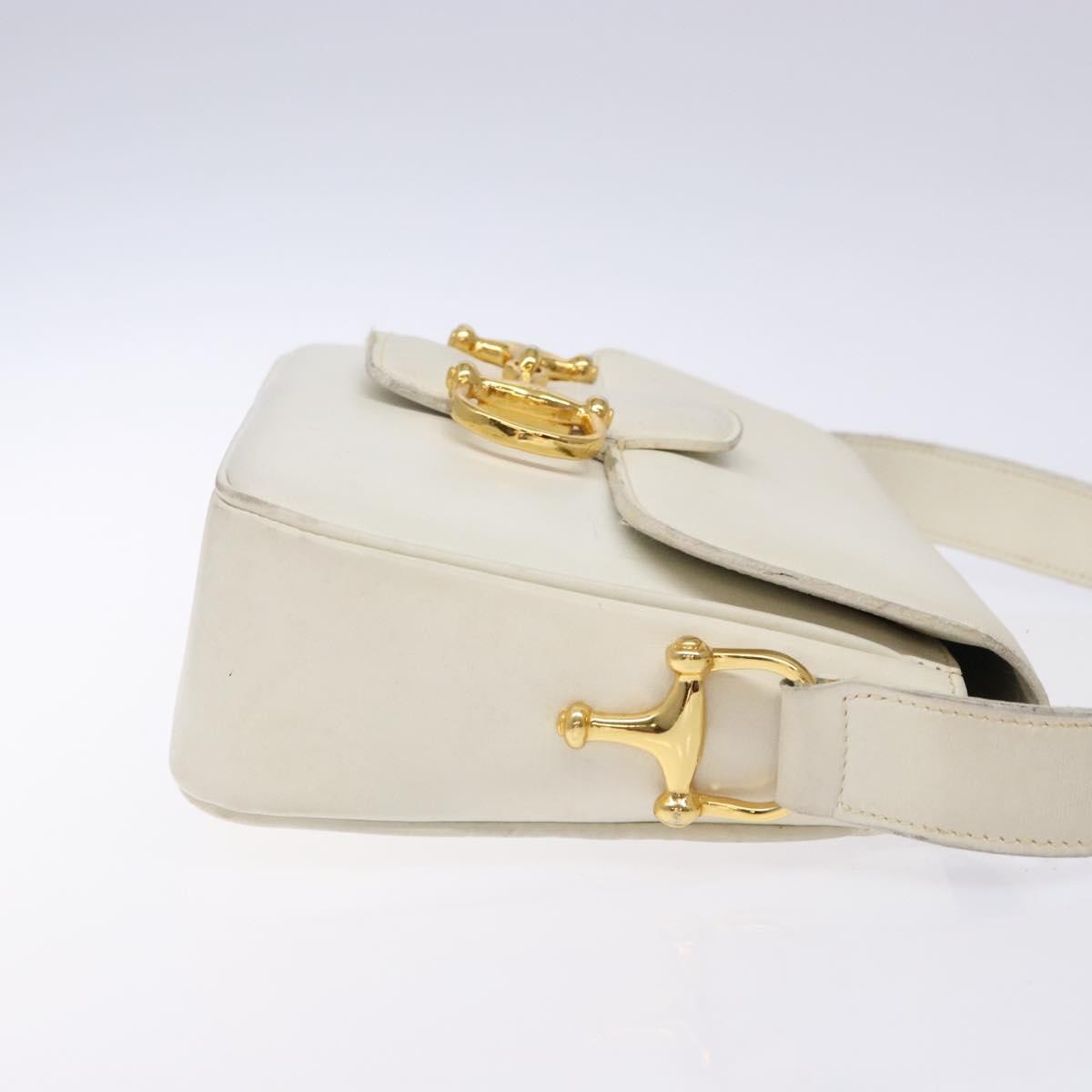 Celine Shoulder Leather, White, Leather, Shoulder Bag