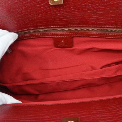 Gucci Horsebit Bracket GG Canvas, Red, Canvas, Tote Bag