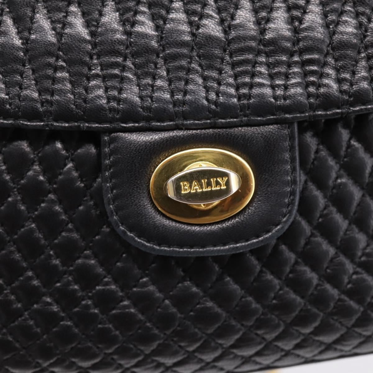 Bally Vintage Chain Quilted Leather, Black, Leather, Shoulder Bag