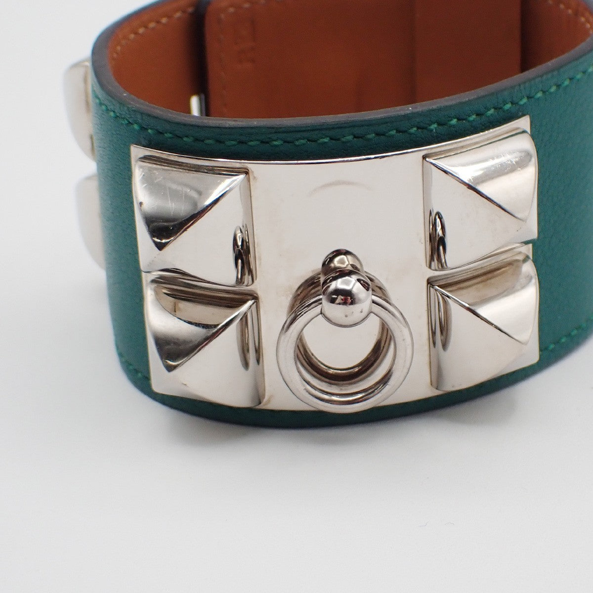 Hermes Collier de Chien Leather, Green, Leather, Bracelet