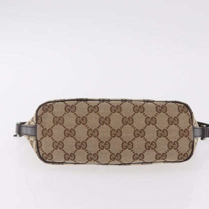 Gucci Web Boat Pochette GG Canvas and Leather, Beige, Canvas, Handbag