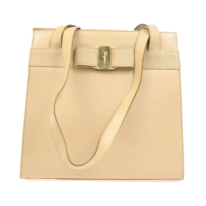 Salvatore Ferragamo Vala Leather, Beige, Leather, Shoulder Bag