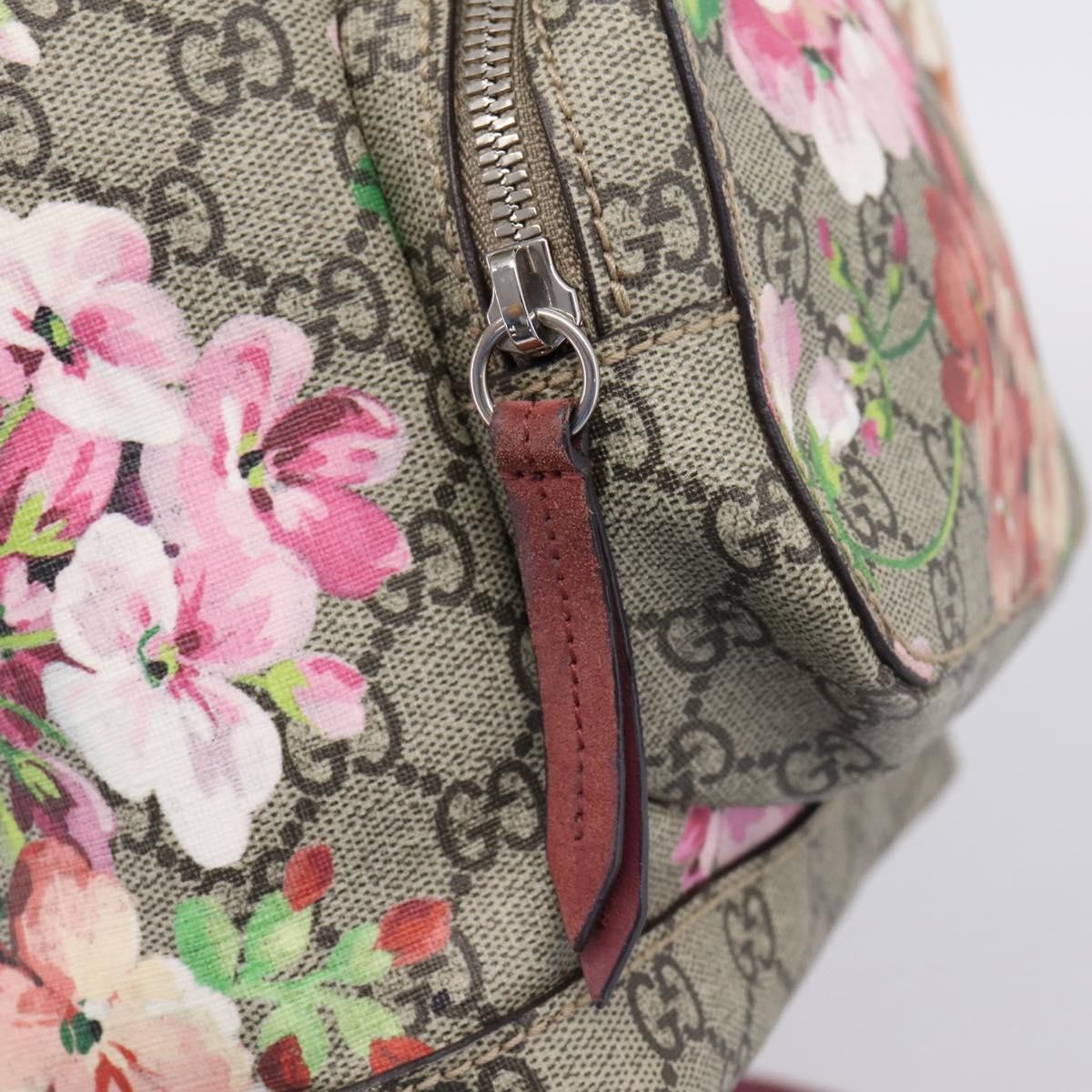 Gucci Buckle Blooms Print GG Coated Canvas, Beige, Canvas, Backpack