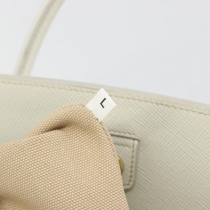 Prada Cuir Frame Convertible Canvas and Saffiano Leather, Beige, Canvas, Tote Bag