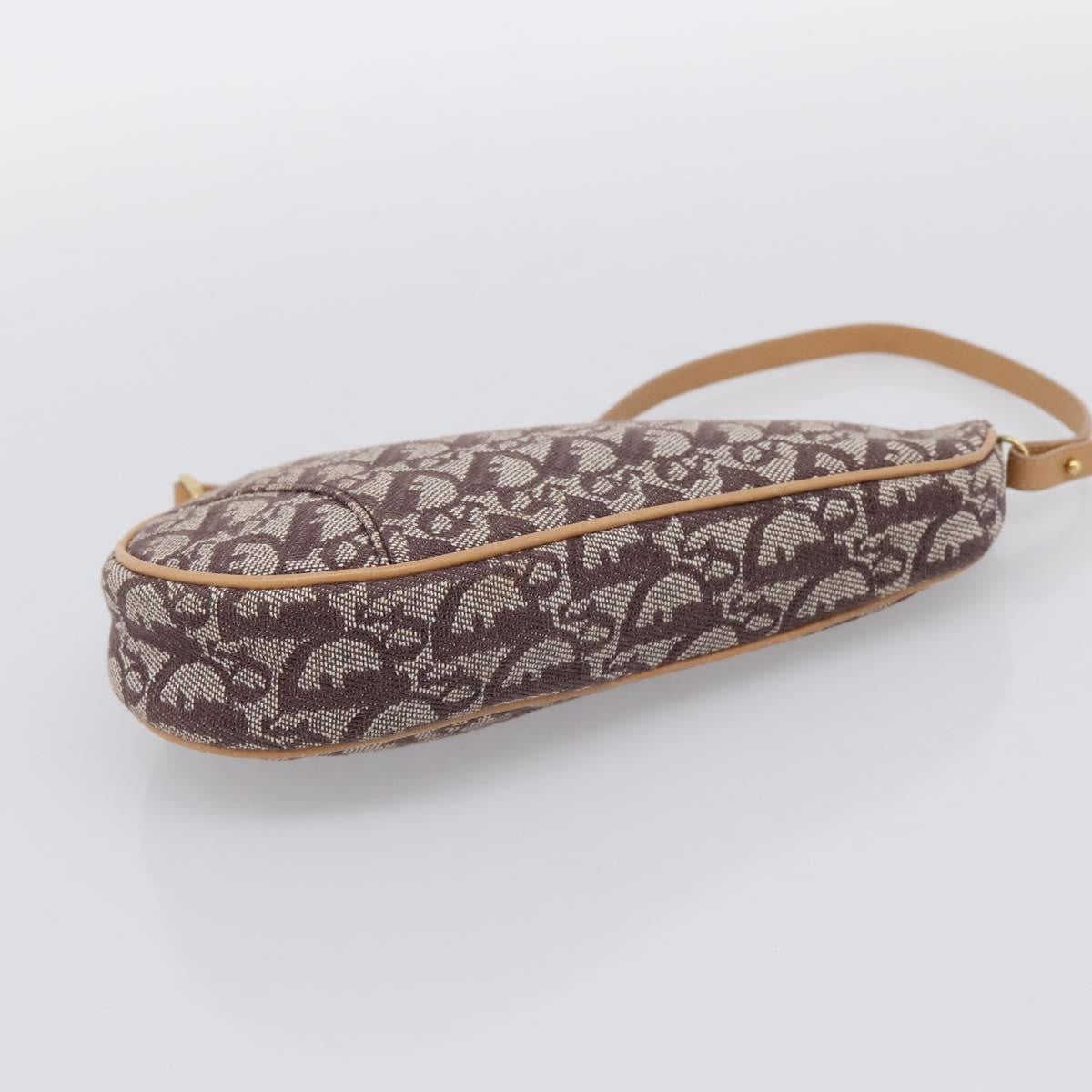 Christian Dior Vintage Saddle Bag Canvas, Brown, Canvas, Clutch