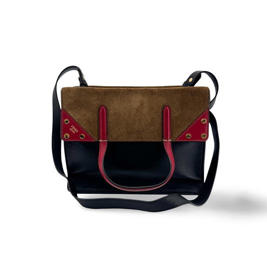Fendi Flip Leather with Suede, Black, Leather, Tote Bag