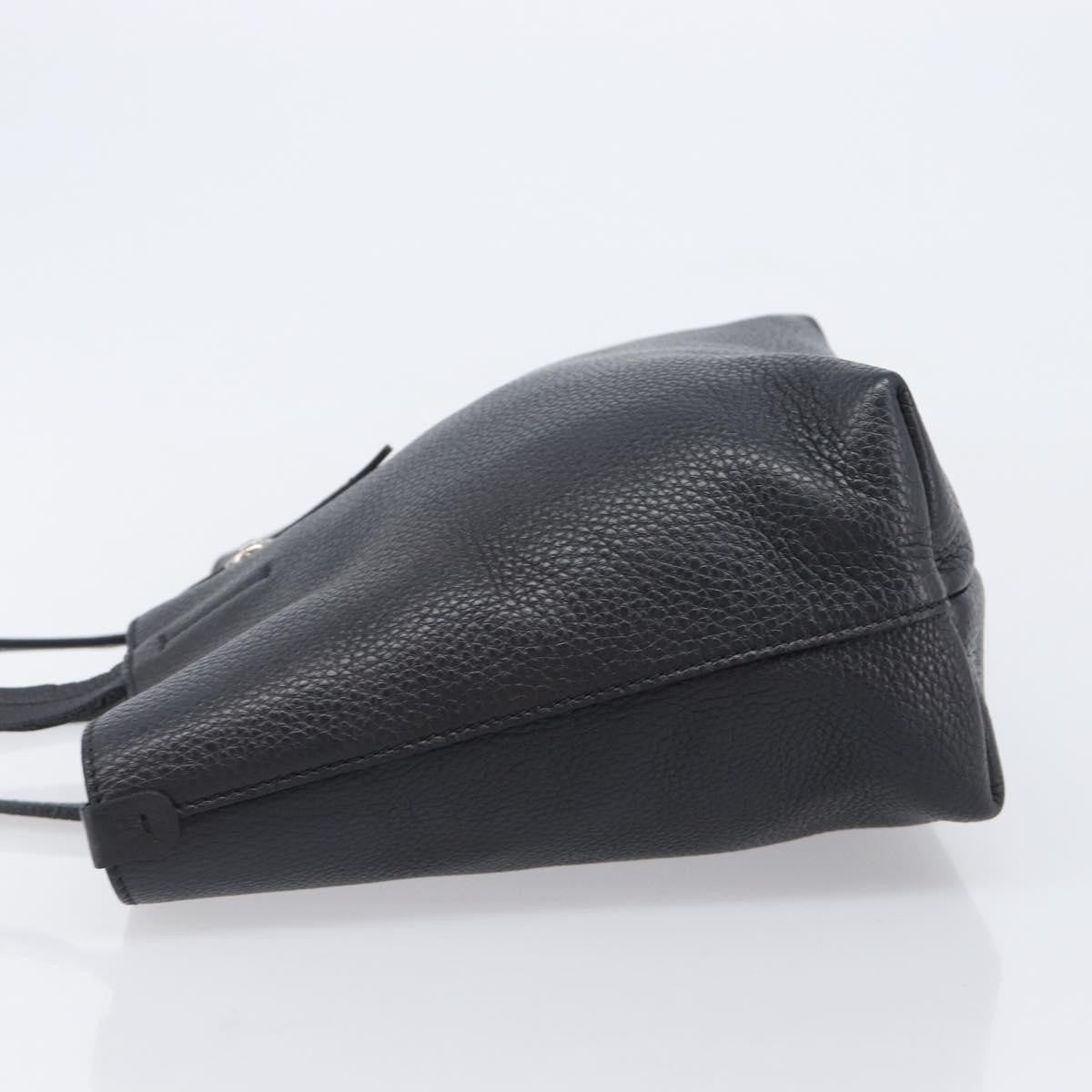Salvatore Ferragamo Gancini Leather, Black, Leather, Handbag