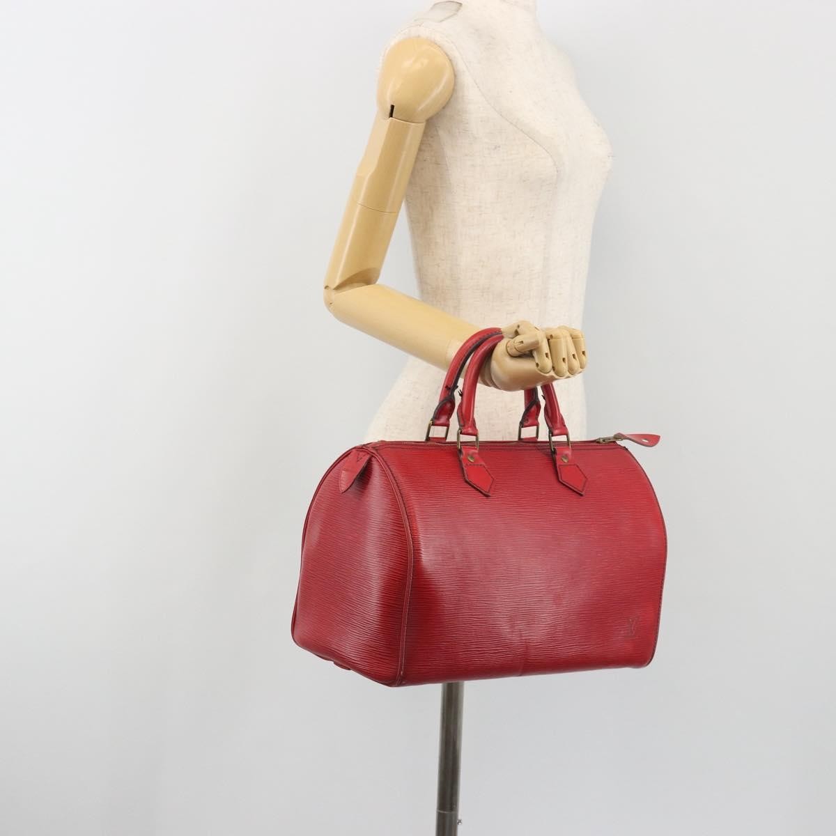 Louis Vuitton Speedy Epi, Red, Leather, Handbag