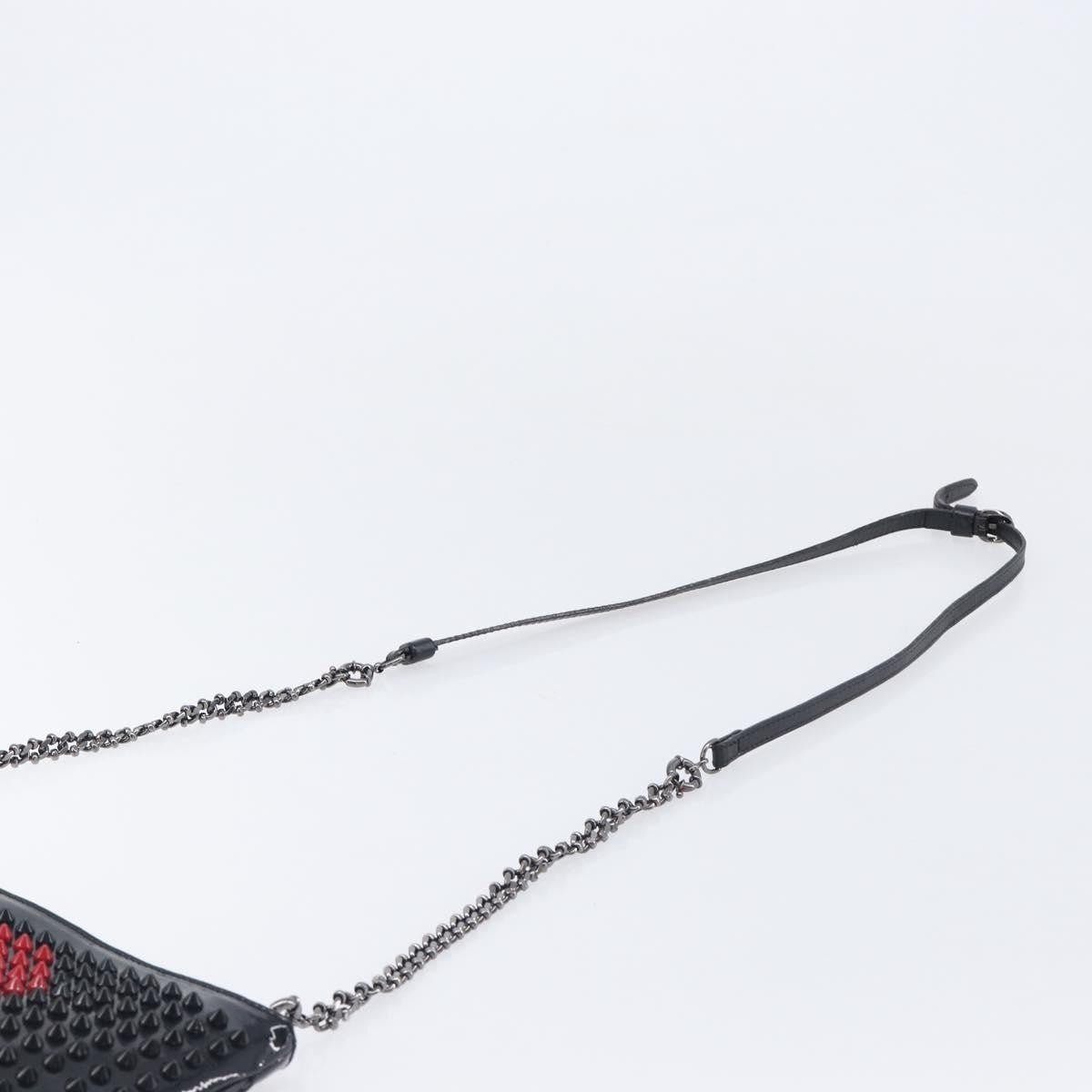 Christian Louboutin Loubiposh Clutch Spiked Patent, Black, Patent Leather, Clutch