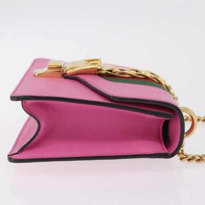 Gucci Sylvie Chain Leather, Pink, Leather, Shoulder Bag