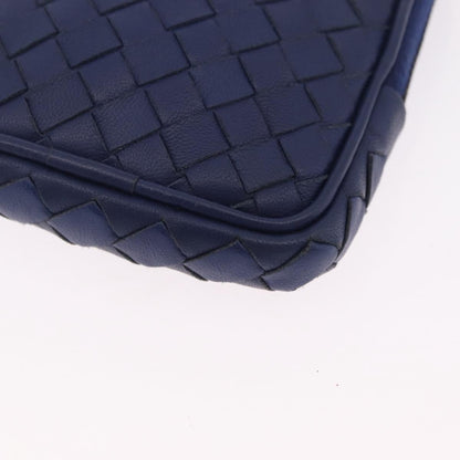 Bottega Veneta Zip Around Intrecciato Nappa, Navy, Leather, Handbag