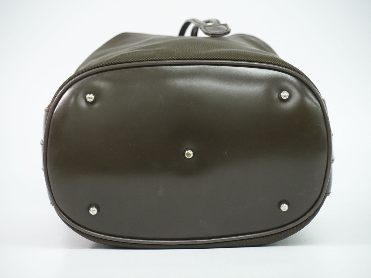 Gucci Vintage Bamboo Bucket Nylon and Leather, Brown, Canvas, Handbag