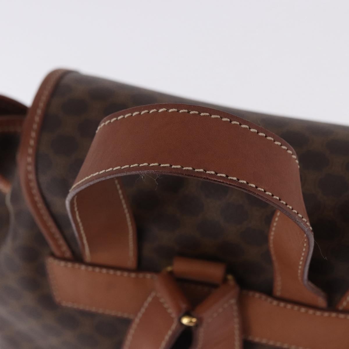 Celine Vintage Macadam Canvas, Brown, Canvas, Backpack