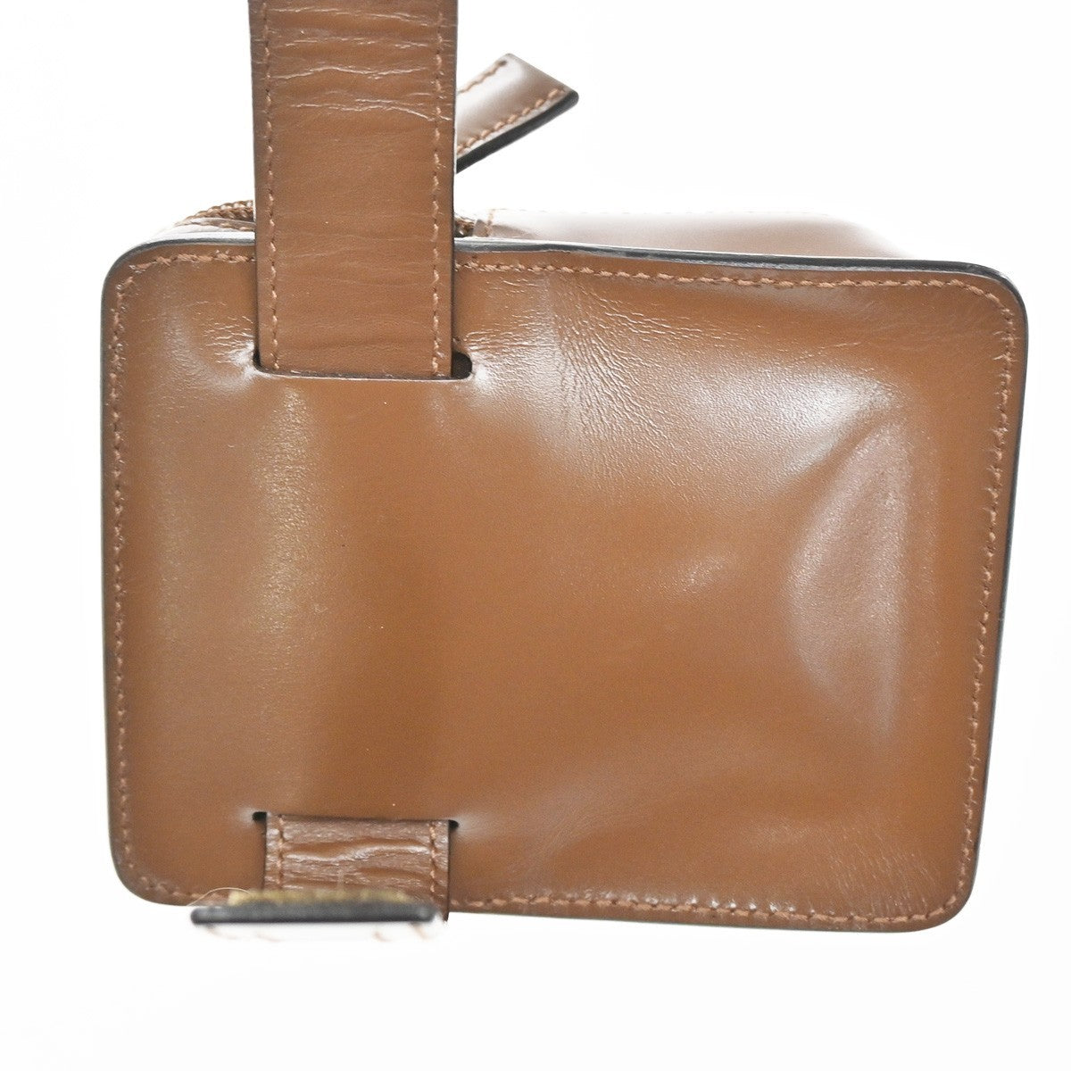 Prada Logo Pouch Leather, Brown, Leather, Clutch