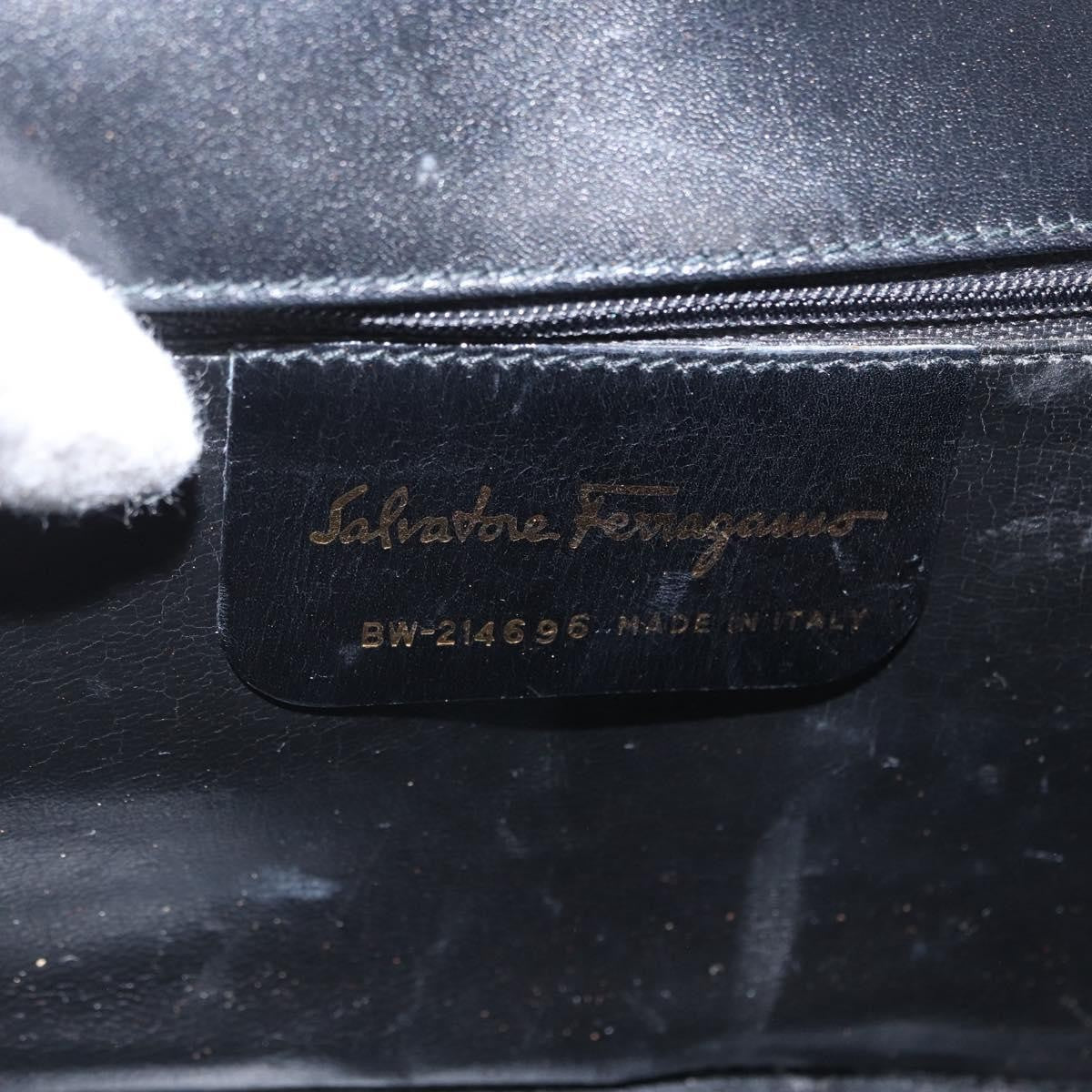 Salvatore Ferragamo Vintage Gancini Flap Leather, Black, Leather, Shoulder Bag