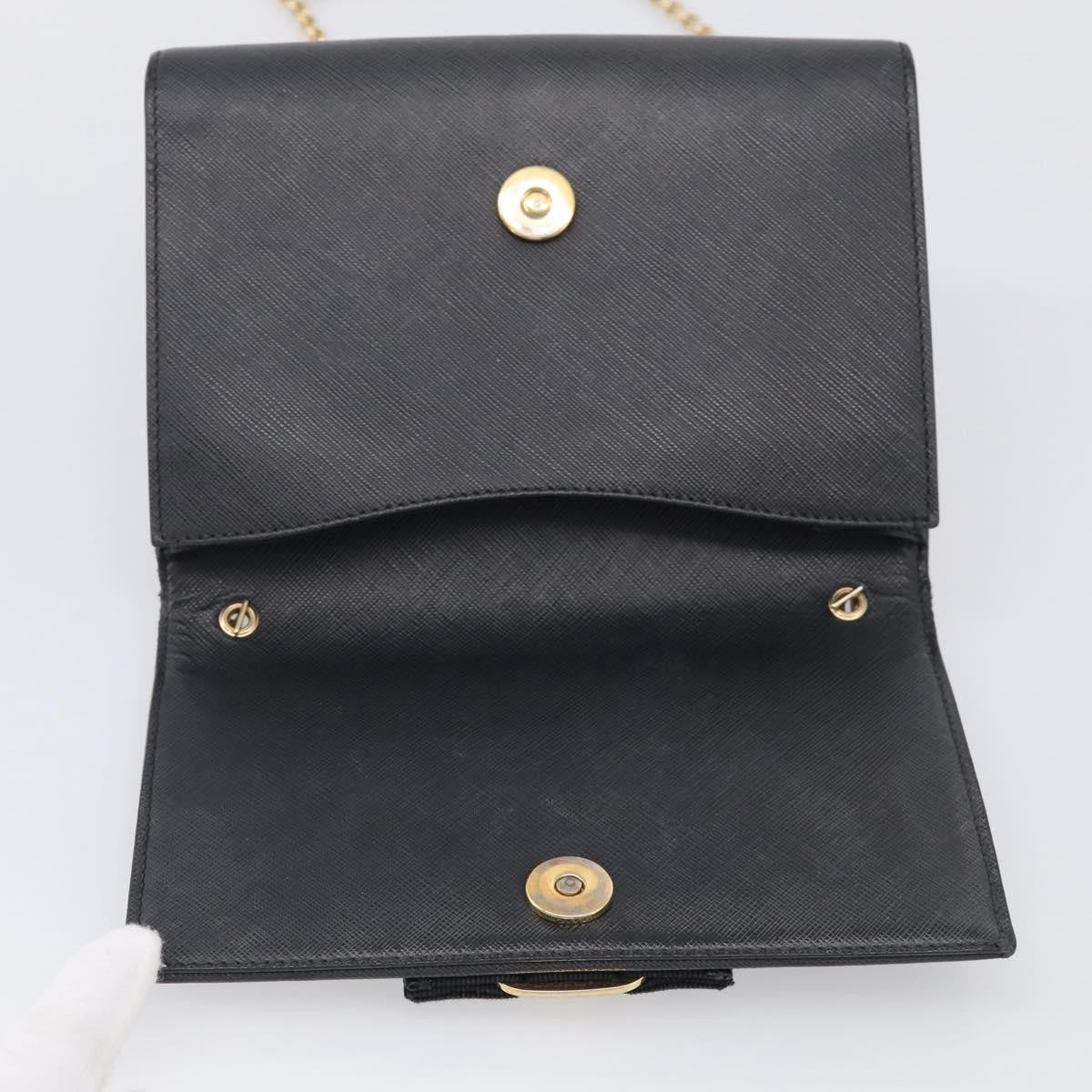 Salvatore Ferragamo Vala Chain Leather, Black, Leather, Shoulder Bag
