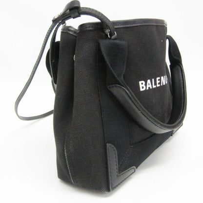 Balenciaga Navy Cabas Canvas with Leather, Black, Canvas, Tote Bag