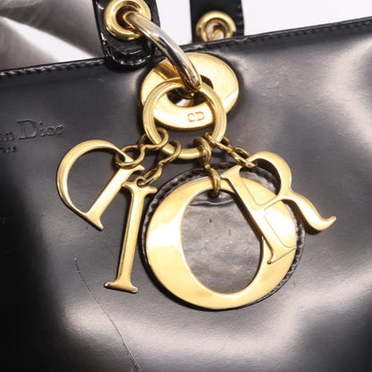 Christian Dior Vintage Lady Dior Patent, Black, Patent Leather, Handbag