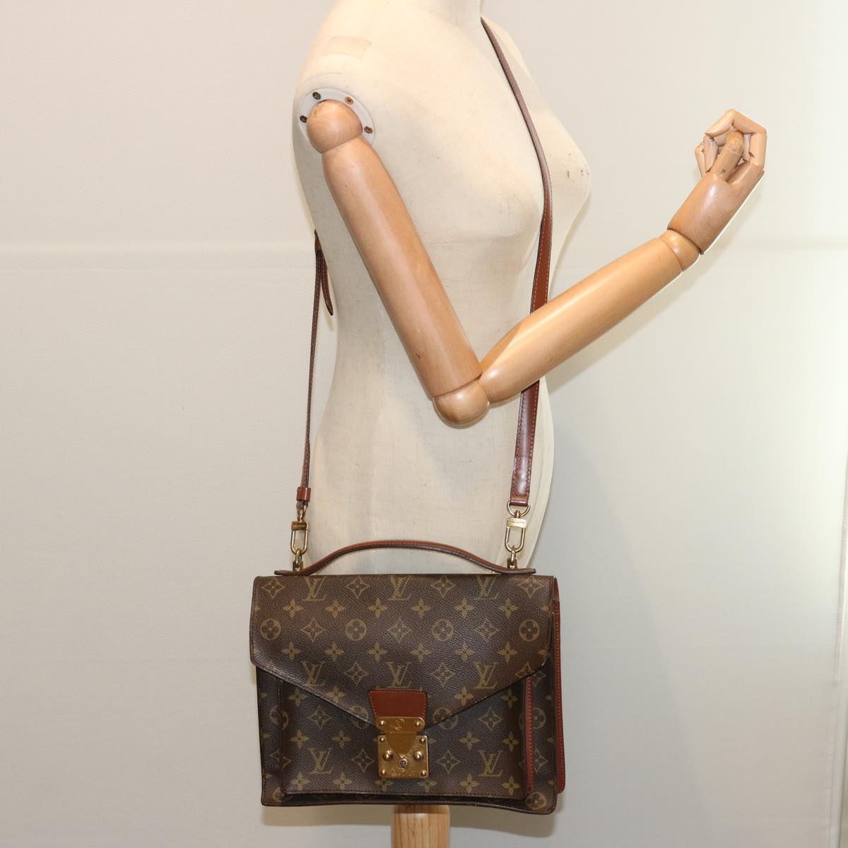 Louis Vuitton Monceau Handbag Monogram Canvas, BROWN, CANVAS, Handbag