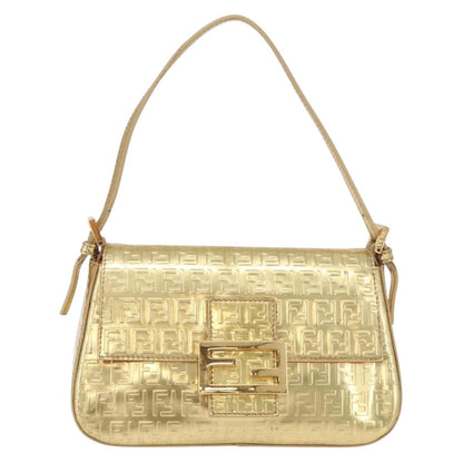 Fendi Mamma Baguette Zucchino canvas, Gold, Canvas, Shoulder Bag