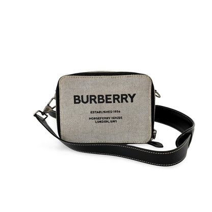 Burberry Horseferry Camera Bag Coated Canvas, Black, Canvas, Crossbody Bag