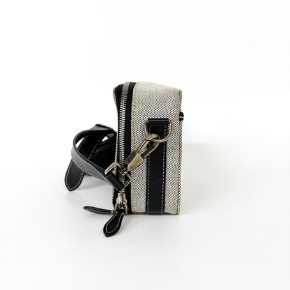 Burberry Horseferry Camera Bag Coated Canvas, Black, Canvas, Crossbody Bag