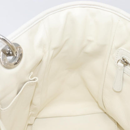 Christian Dior Lady Dior Cannage Quilt Lambskin, White, Leather, Handbag