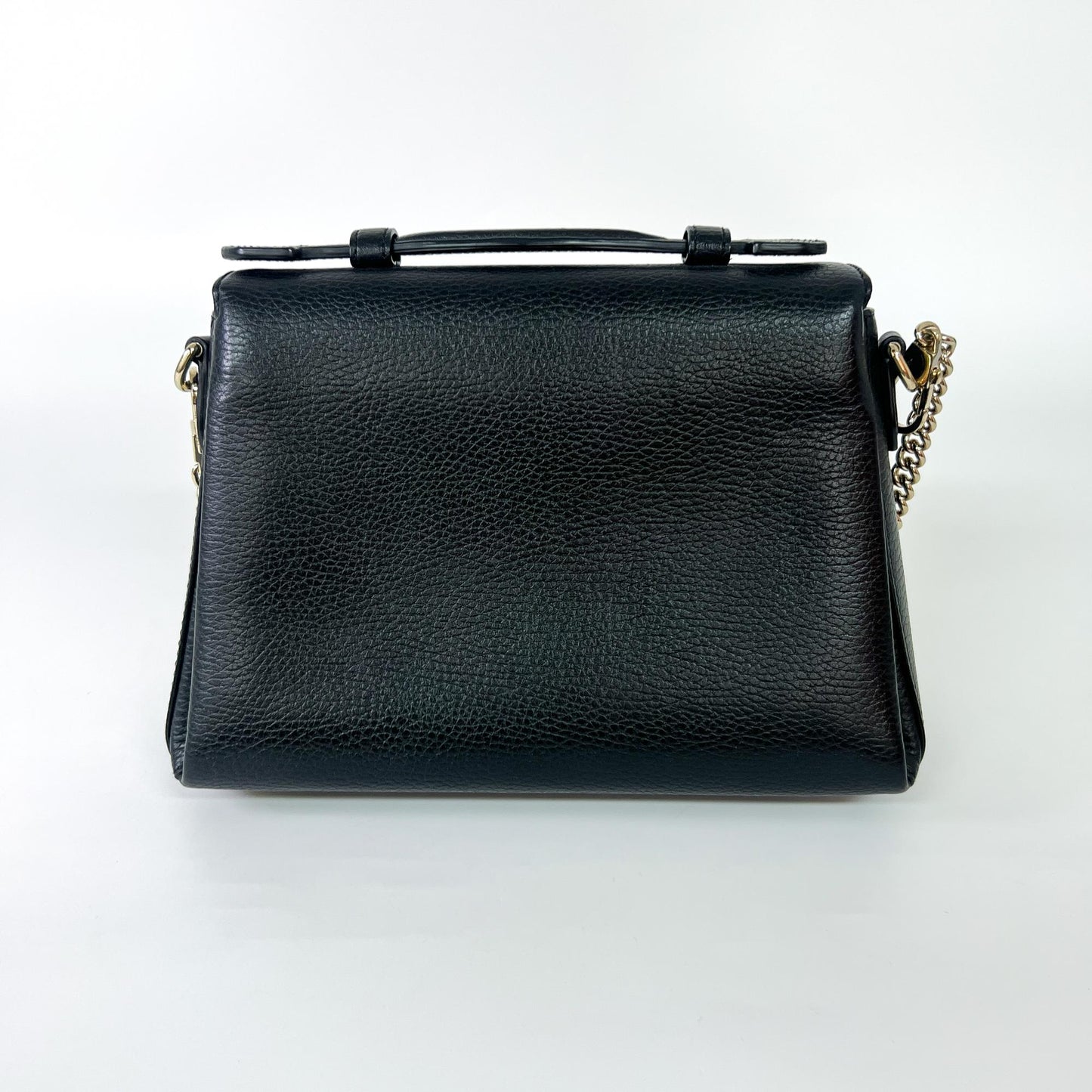 Gucci Interlocking Top Handle Bag Leather, Black, Leather, Shoulder Bag