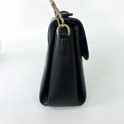 Gucci Interlocking Top Handle Bag Leather, Black, Leather, Shoulder Bag