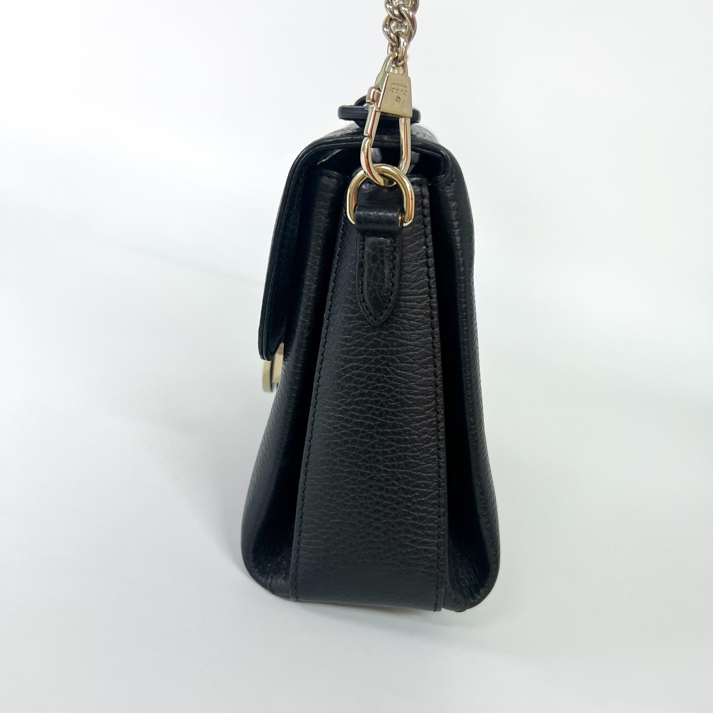 Gucci Interlocking Top Handle Bag Leather, Black, Leather, Shoulder Bag