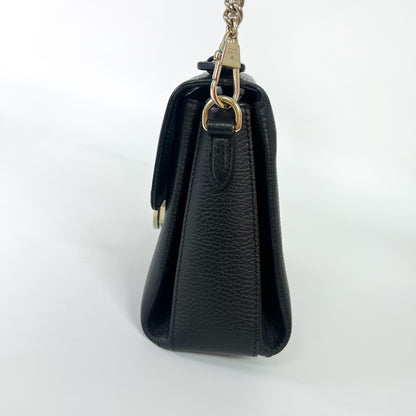 Gucci Interlocking Top Handle Bag Leather, Black, Leather, Shoulder Bag