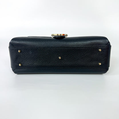 Gucci Interlocking Top Handle Bag Leather, Black, Leather, Shoulder Bag