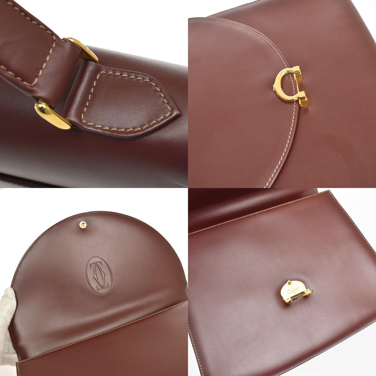 Cartier Must Line Leather, Burgundy, Leather, Handbag
