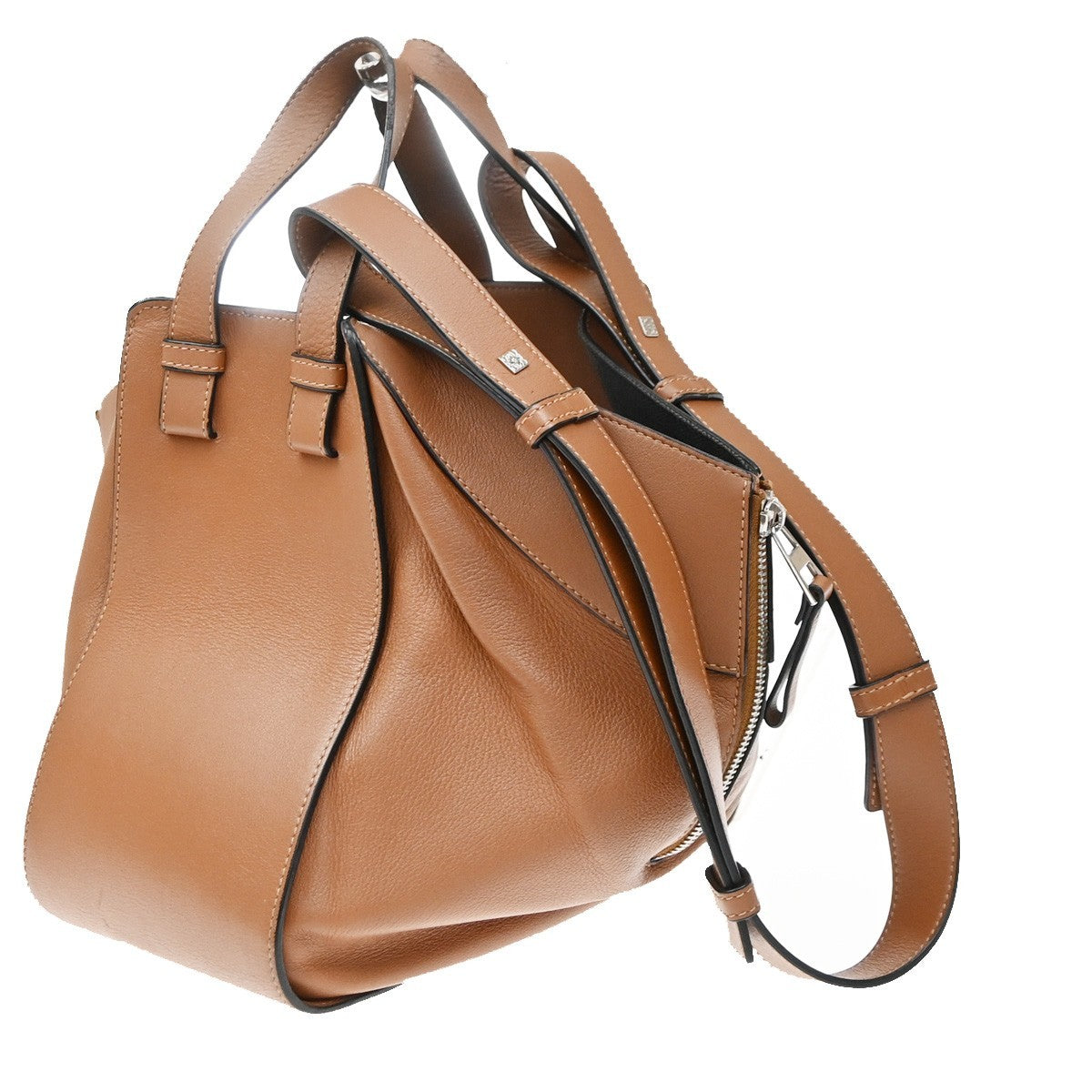 Loewe Hammock Leather, Brown, Leather, Handbag