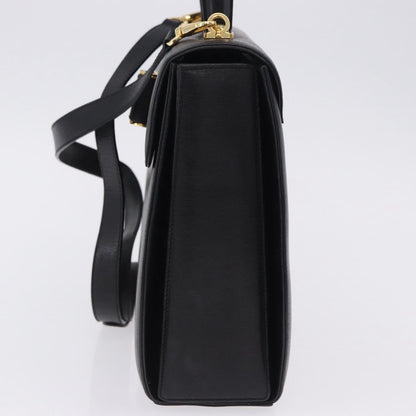Salvatore Ferragamo Gancini Leather, Black, Leather, Handbag