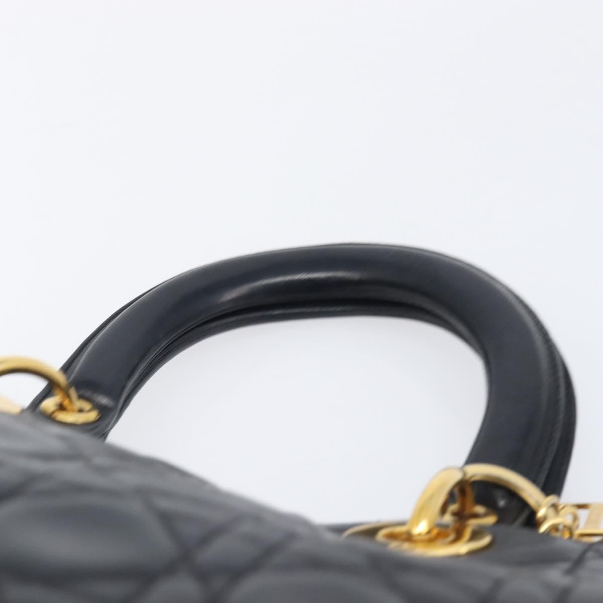 Christian Dior Vintage Lady Dior Cannage Quilt Lambskin, Black, Leather, Handbag