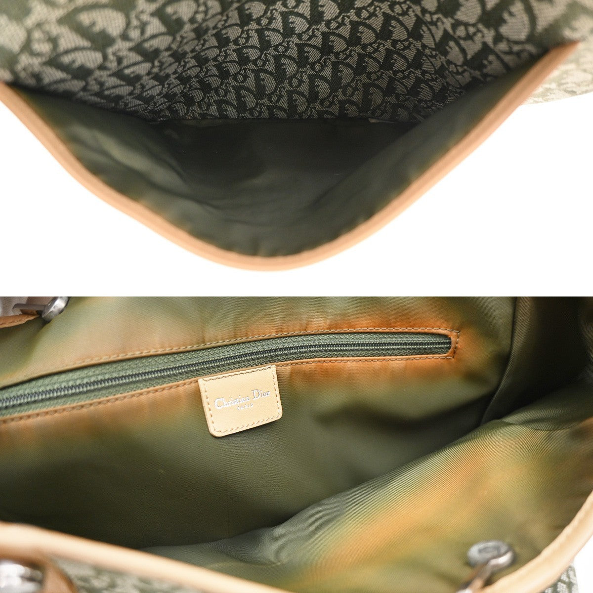 Christian Dior Vintage Open Pocket Diorissimo Canvas, Green, Canvas, Tote Bag