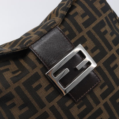 Fendi Round Flap Baguette Zucca Canvas, Black, Canvas, Shoulder Bag