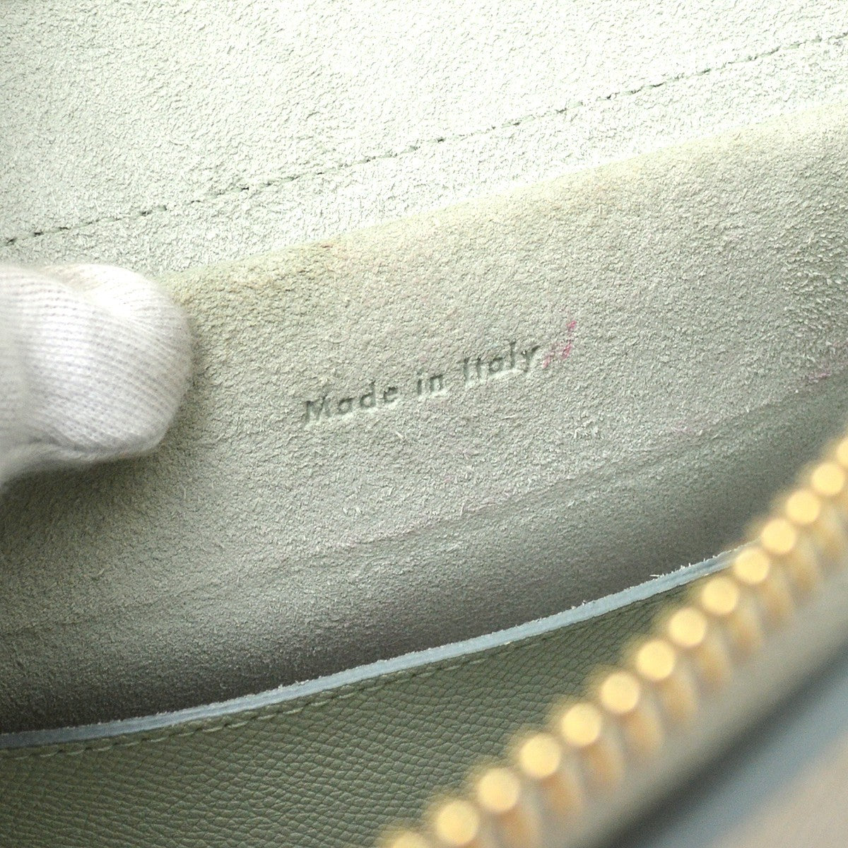 Celine Belt Textured Leather, Blue, Leather, Handbag