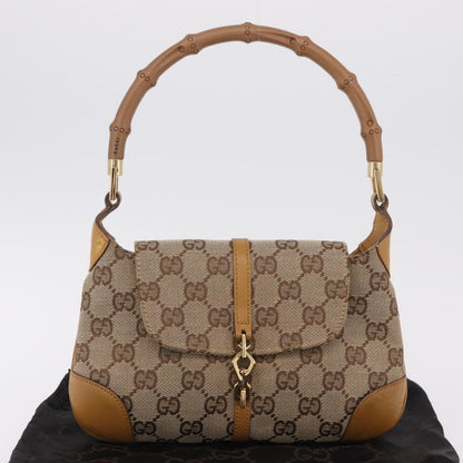 Gucci Bamboo Jackie Canvas, Beige, Canvas, Handbag