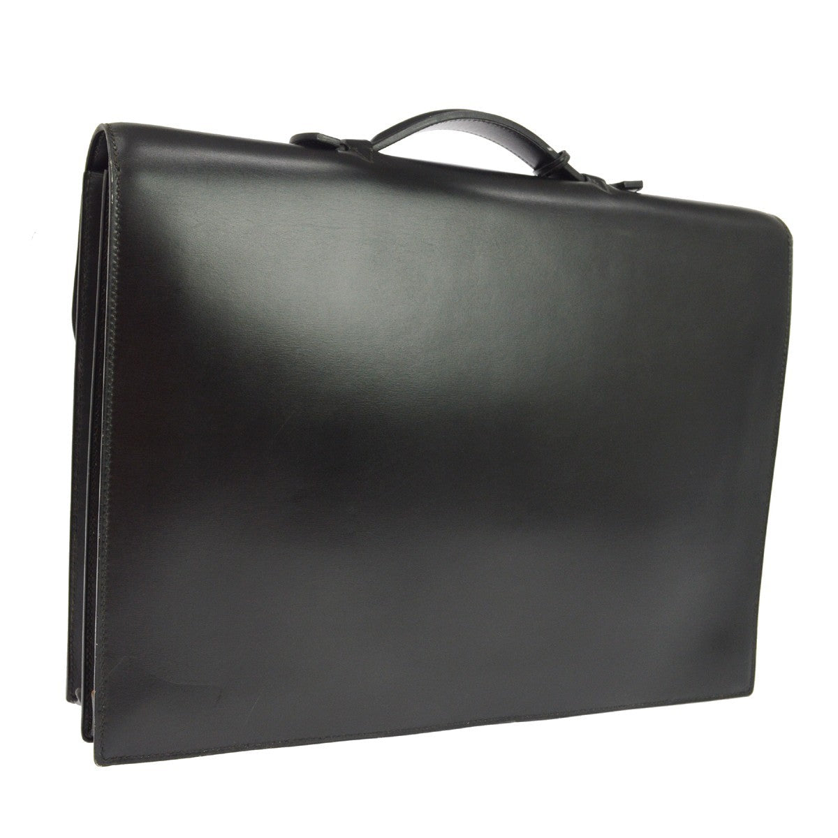 Hermes Sac a Depeches Box Calf, Black, Leather, Handbag