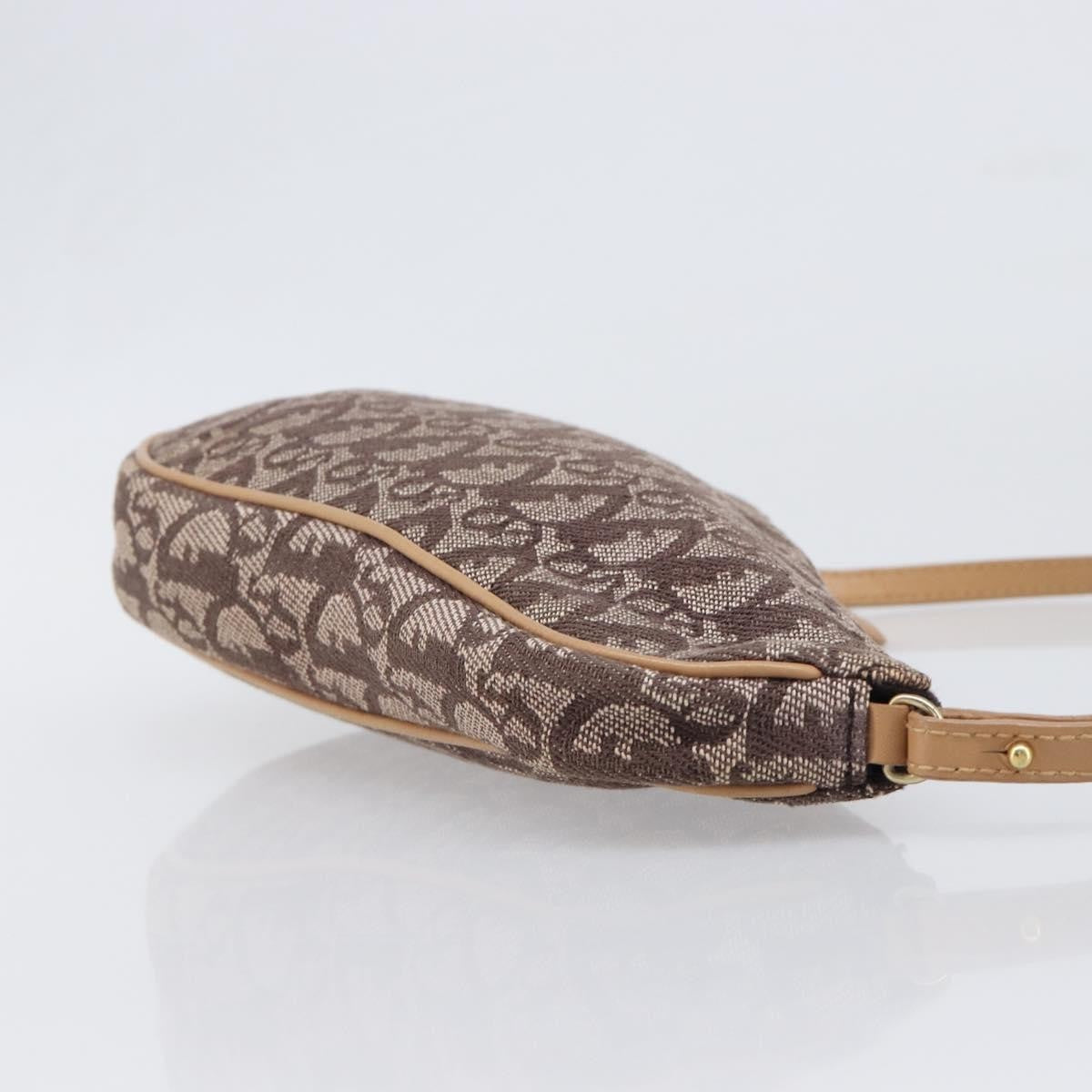 Christian Dior Vintage Saddle Bag Canvas, Brown, Canvas, Clutch