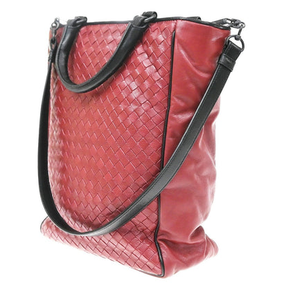 Bottega Veneta Convertible Open Tote Intrecciato Nappa, Red, Leather, Tote Bag