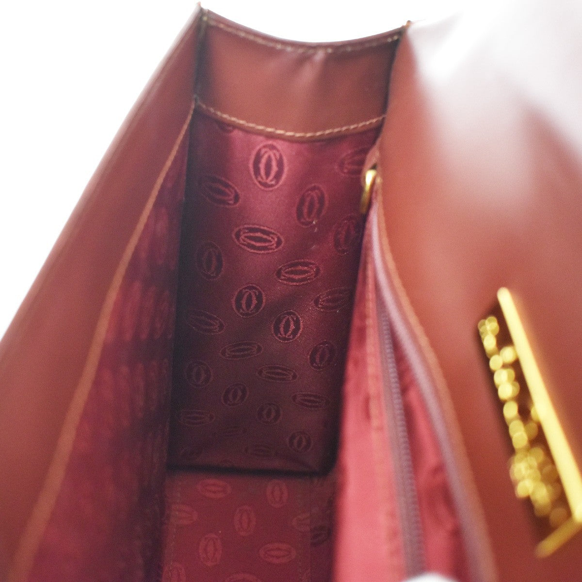 Cartier Must Line Leather, Burgundy, Leather, Handbag