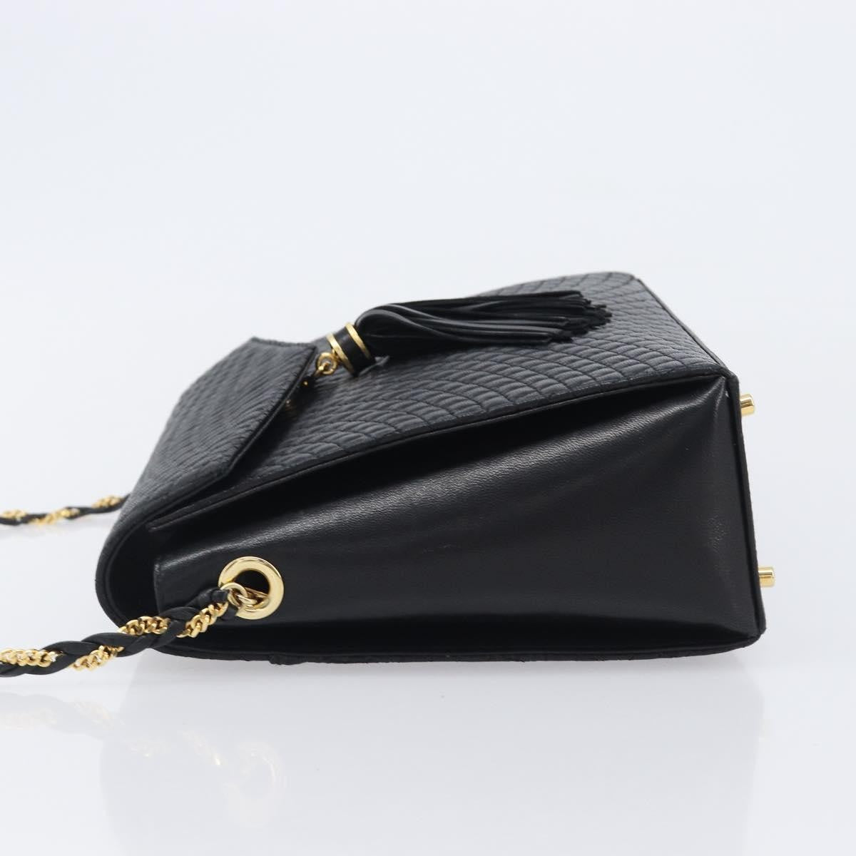 Bally Vintage Chain Quilted Leather, Black, Leather, Shoulder Bag