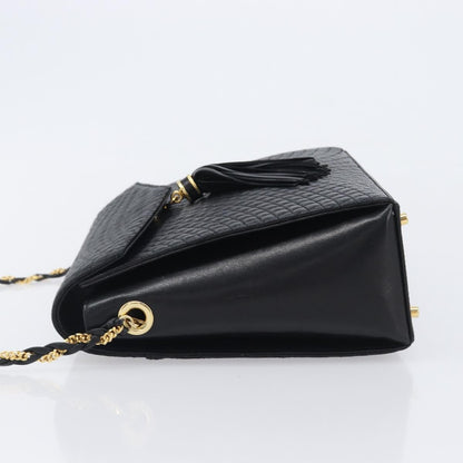 Bally Vintage Chain Quilted Leather, Black, Leather, Shoulder Bag