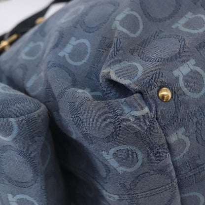 Salvatore Ferragamo Gancini Canvas, Navy, Canvas, Crossbody Bag