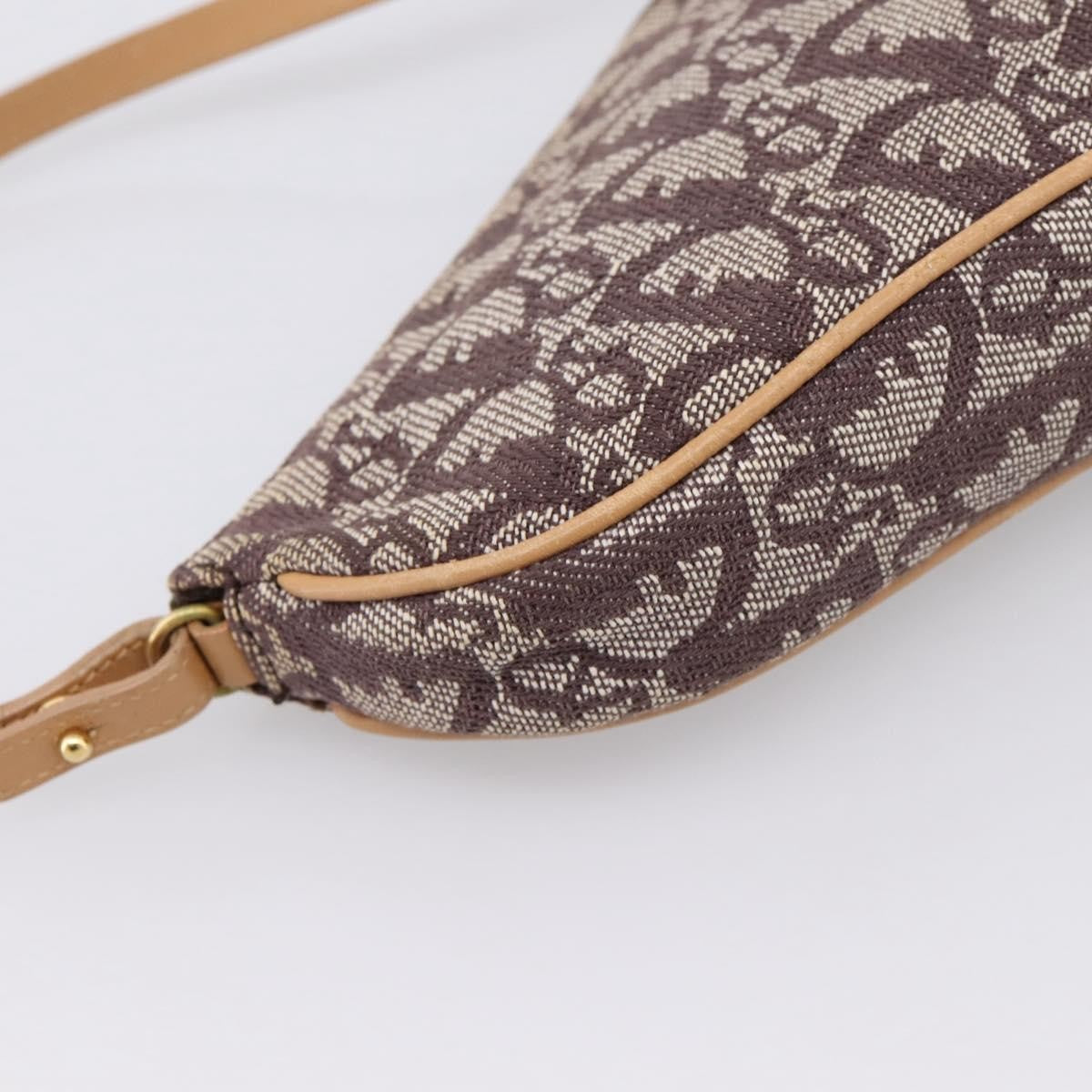 Christian Dior Vintage Saddle Bag Canvas, Brown, Canvas, Clutch