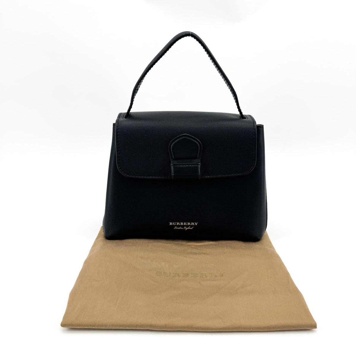 Burberry Camberley Top Handle Leather, Black, Leather, Handbag