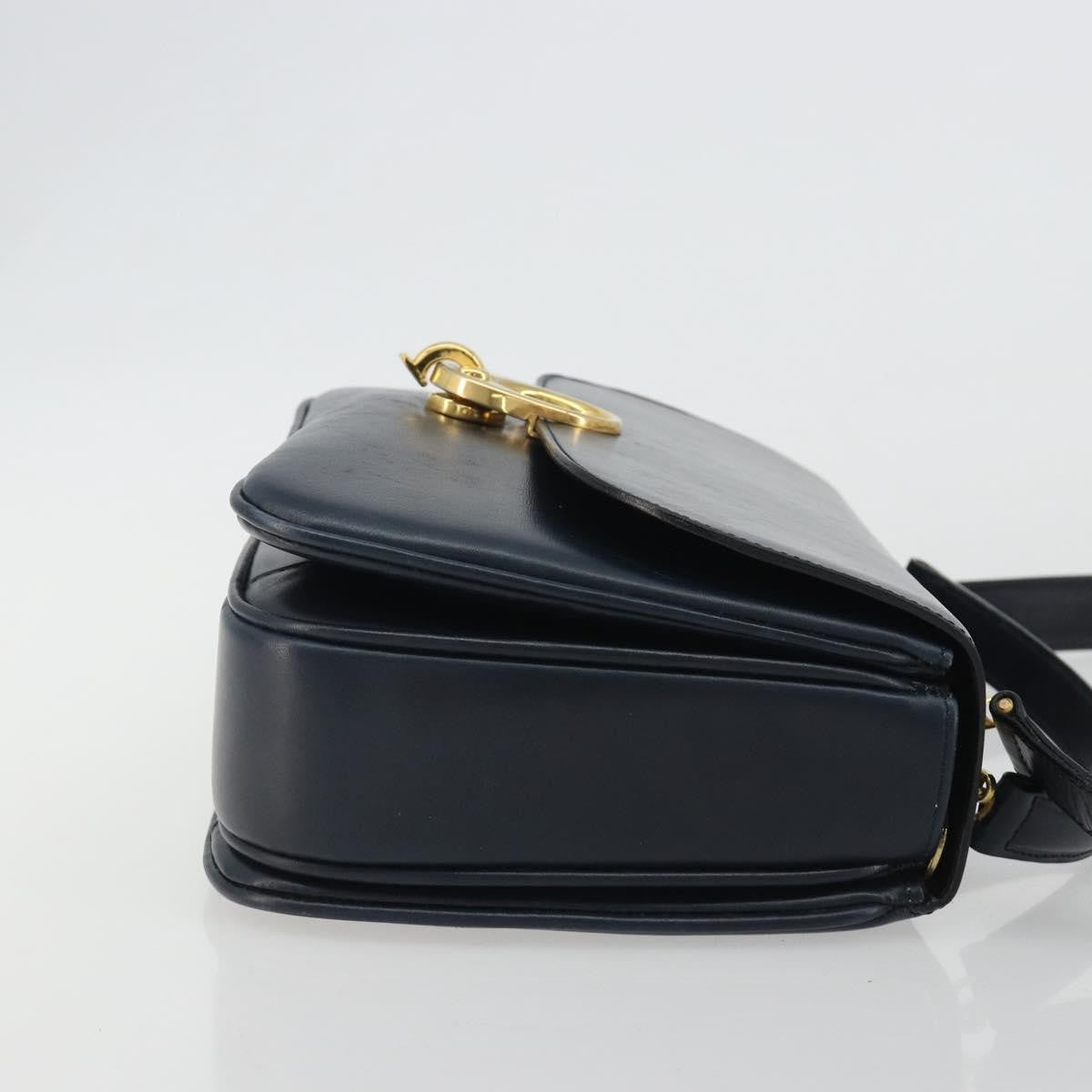 Celine Flap Shoulder Leather, Navy, Leather, Shoulder Bag
